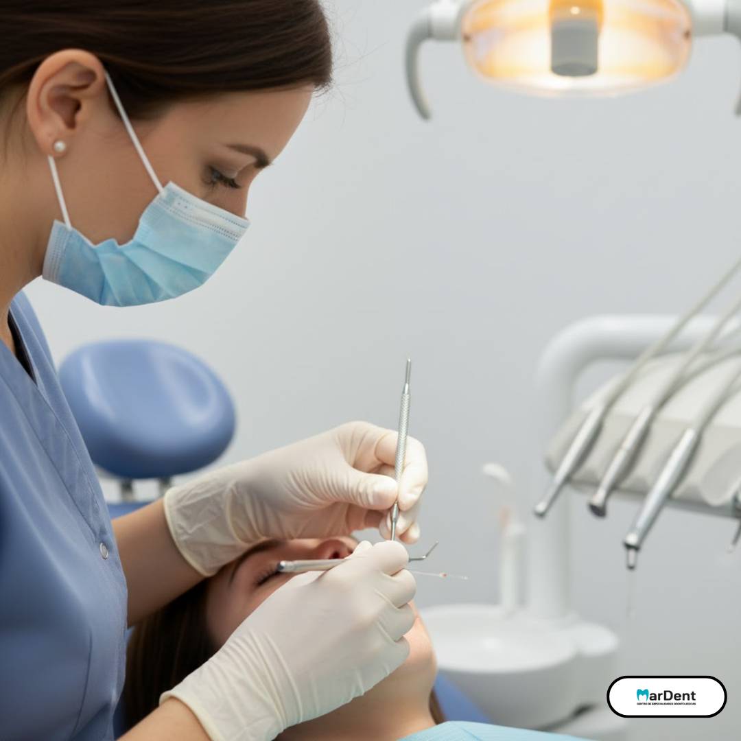 Dentista practicando una endodoncia a un paciente en Calle Mairena, 64